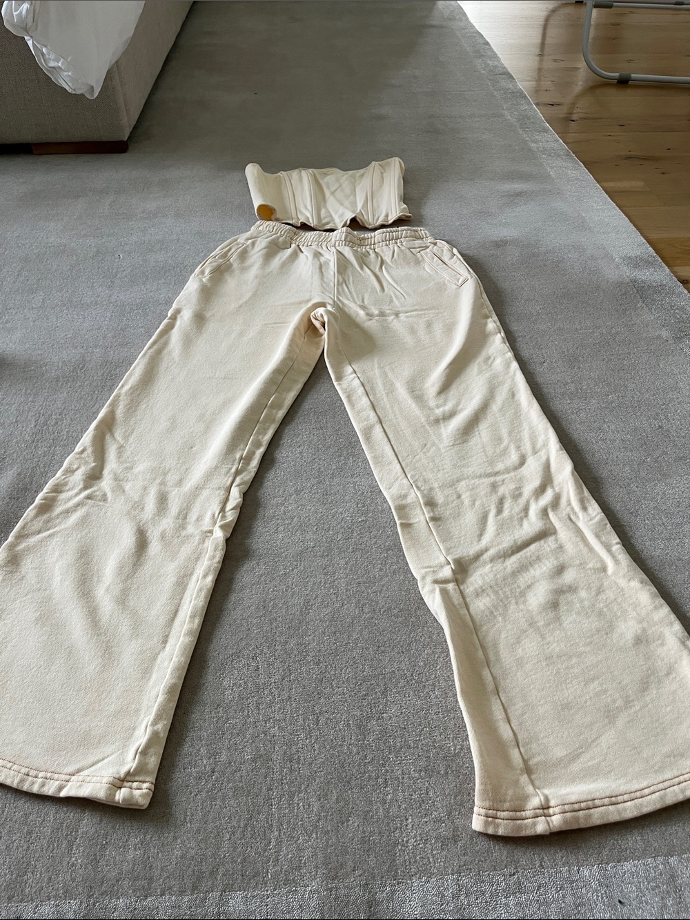 Relaxed Cream Wide-Leg Pull-On Pants